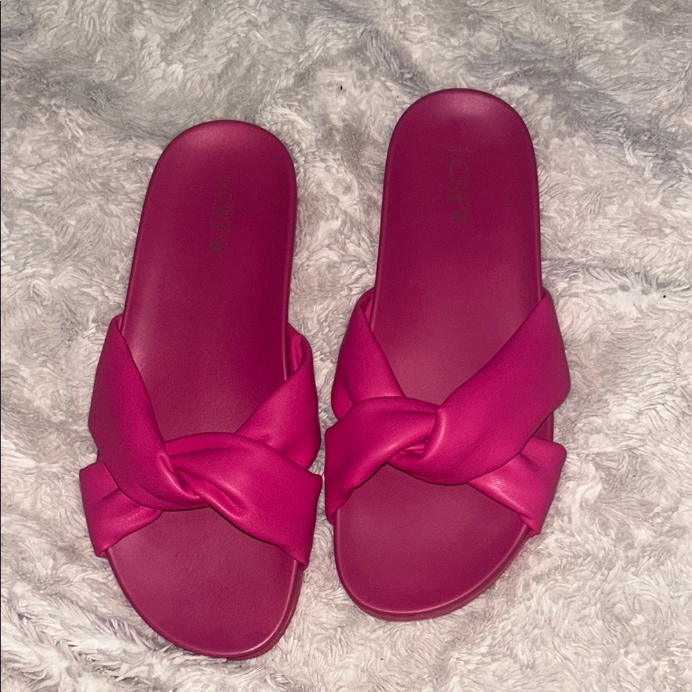J. Crew Pink Knotted Slide Sandals
